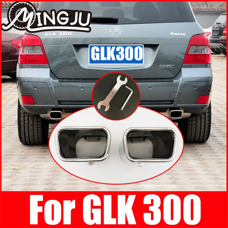 Fit For Benz GLK300 GLK350 2009 2010 2011 Accessories Muffler Tailpipe Pair Chrome Exhaust Tail End Pipe Tip Cover Kit Trim