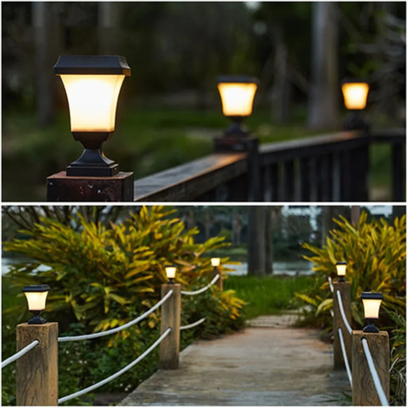 พลังงานแสงอาทิตย์ LED กลางแจ้งรั้วเสาไฟตกแต่งกันน้ำสวนโคมไฟ Villa Home แสงแดด Gatepost ราวหัวคอลัมน์โคมไฟ