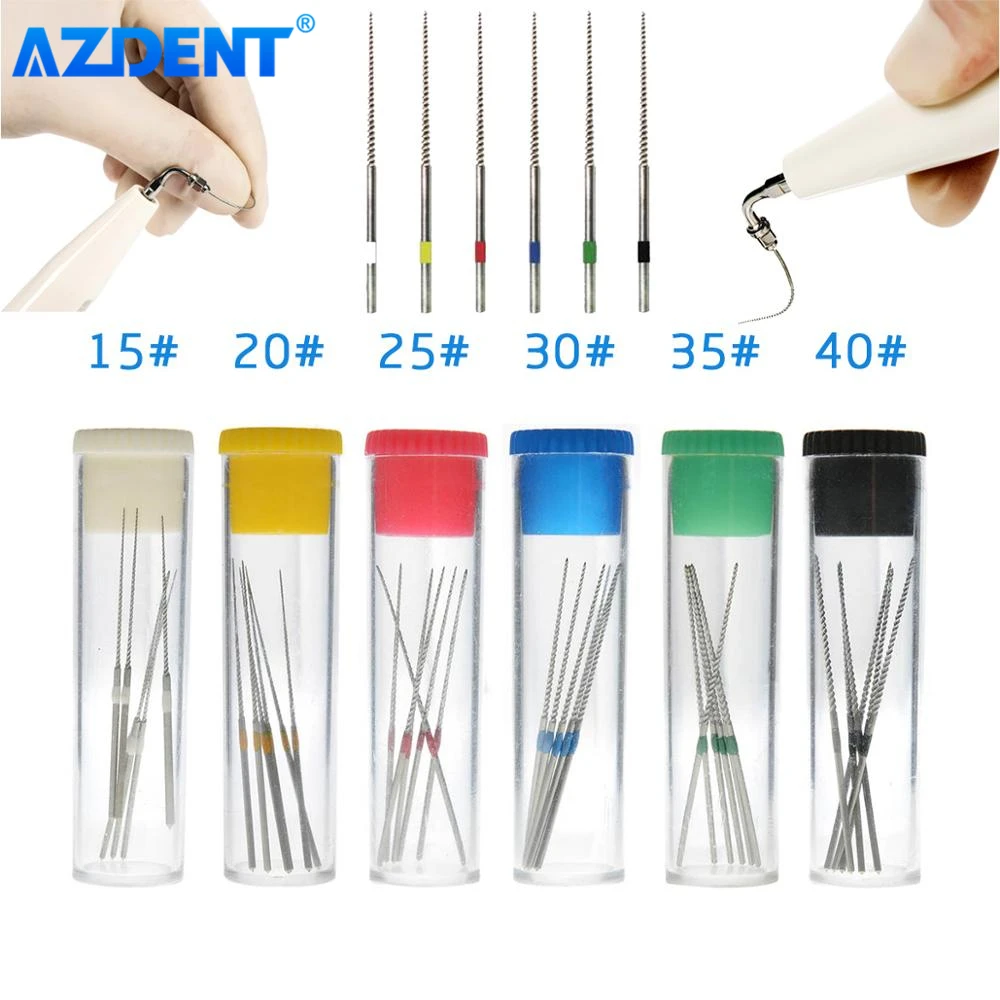 AZDENT Dental U Files Root Canal NITI Ultrasonic Optional Sizes Used for Endodontic Root Cleaning 15-40# 33mm 6 pcs/pack