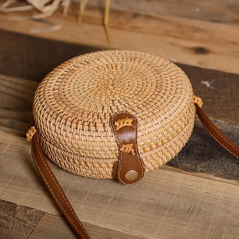 2023 Womens Summer Beach Tote Handbag Ladies Rattan Straw Wicker Crossbody Bag Basket Fashion Handmade Small Bag