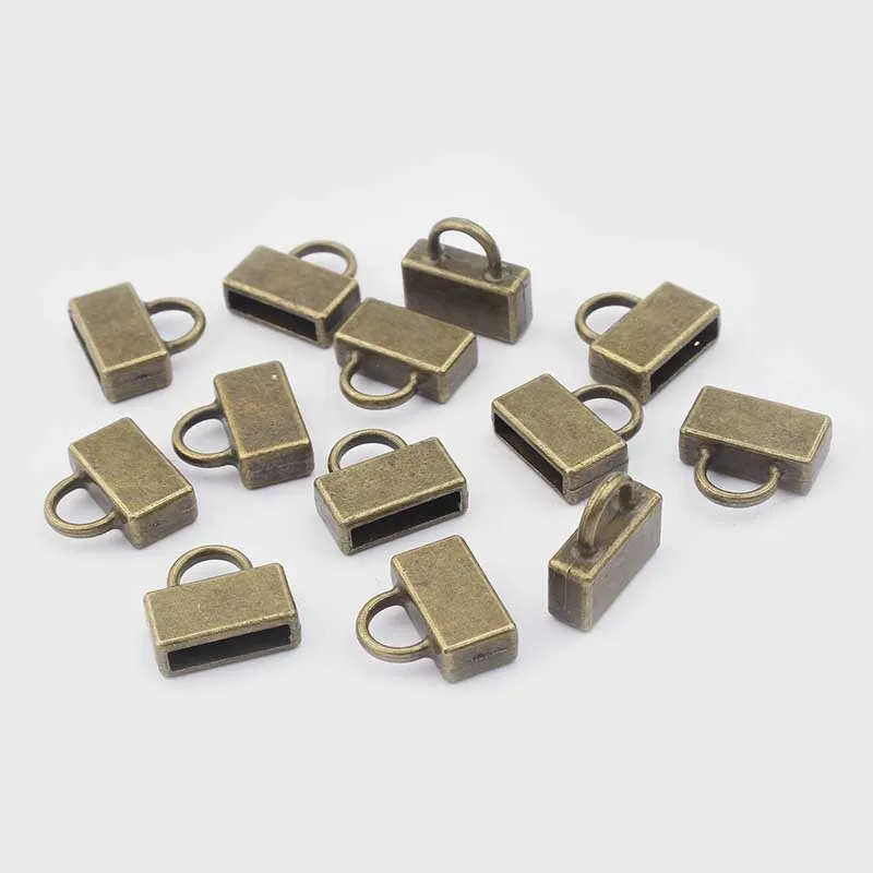 10pcs Tibetan Silver/Gold/Bronze/Copper Flat End Cap Clasps For 5mm 10mm Flat Leather Cord Bracelet Jewelry Findings Accessories