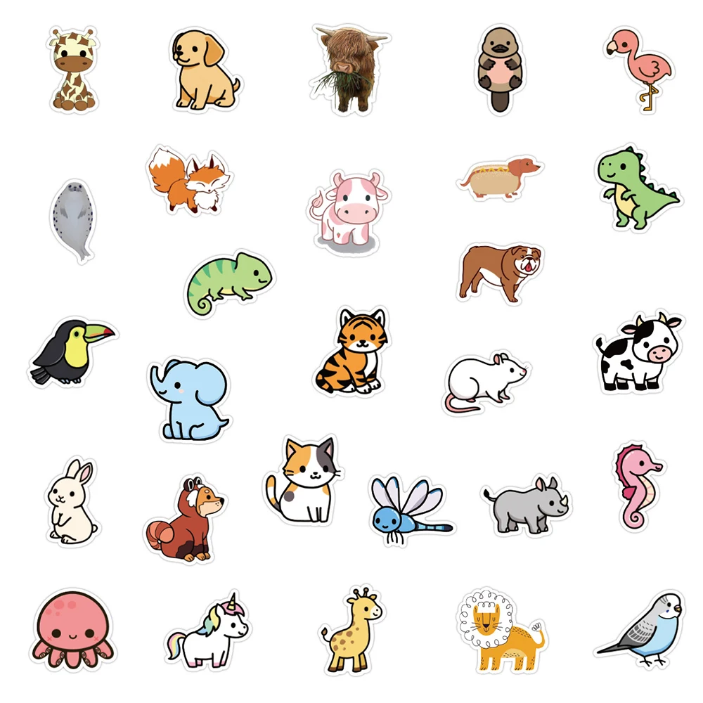 10/30/50/100 Stuks Mix Leuke Anime Animal Stickers Auto Motorfiets Reizen Bagage Telefoon Gitaar Laptop cartoon Sticker Kid Speelgoed