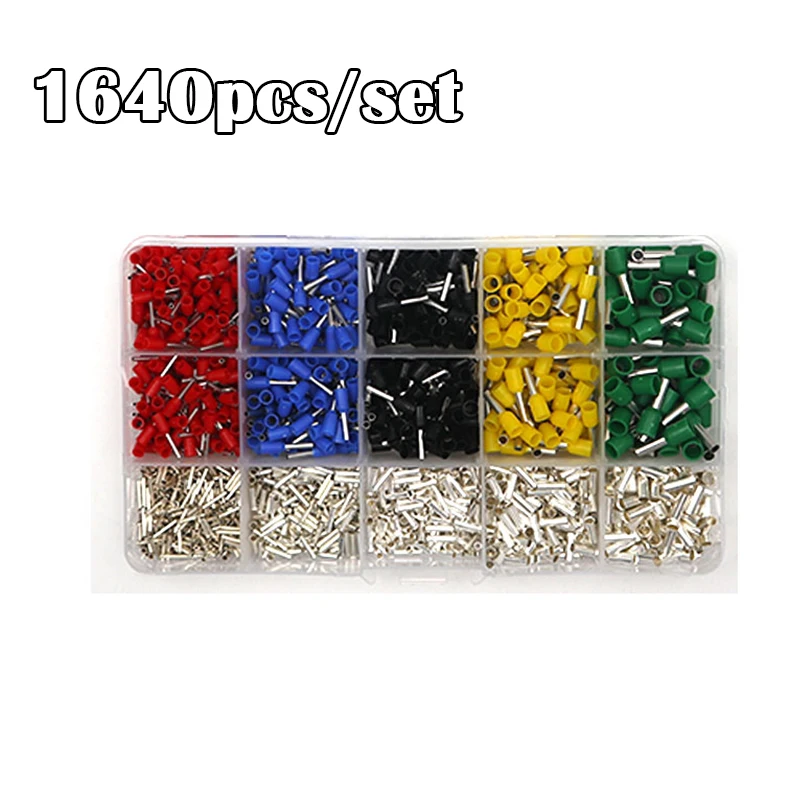 1640pcs/Set Wire End Ferrule Set Assortment 4.0-0.5mm2 Insulated Cable Lugs Wire Terminal Crimp Connector Set