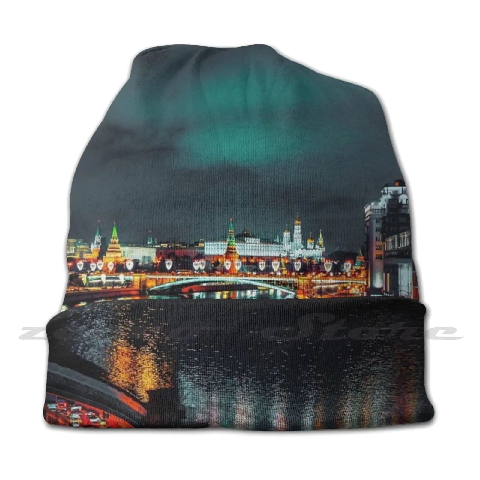 Moscow River View Knit Hat Hedging Cap Soft Elasticity Outdoor Sports Leisure Moscow Russia Night View Stand Out Stunning View