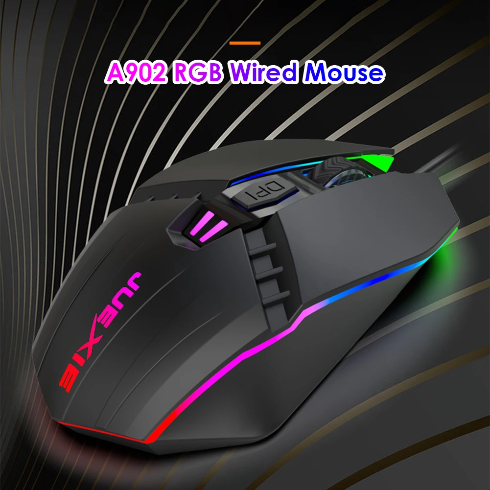 USB Wired Gaming Mouse Backlight A902 Mice RGB 7-Color Breathing Household Computer Accessories for PC Gamer