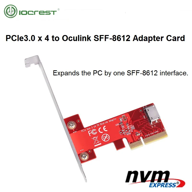 

PCIe3.0 x4 to Oculink SFF-8612 Adapter Card for PCIe NVMe SSD SFF8612 TO pci-e 4x Converter