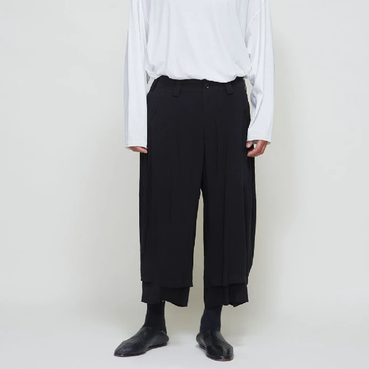 2020 Men's casual wide-leg trousers nine minutes double thin summer