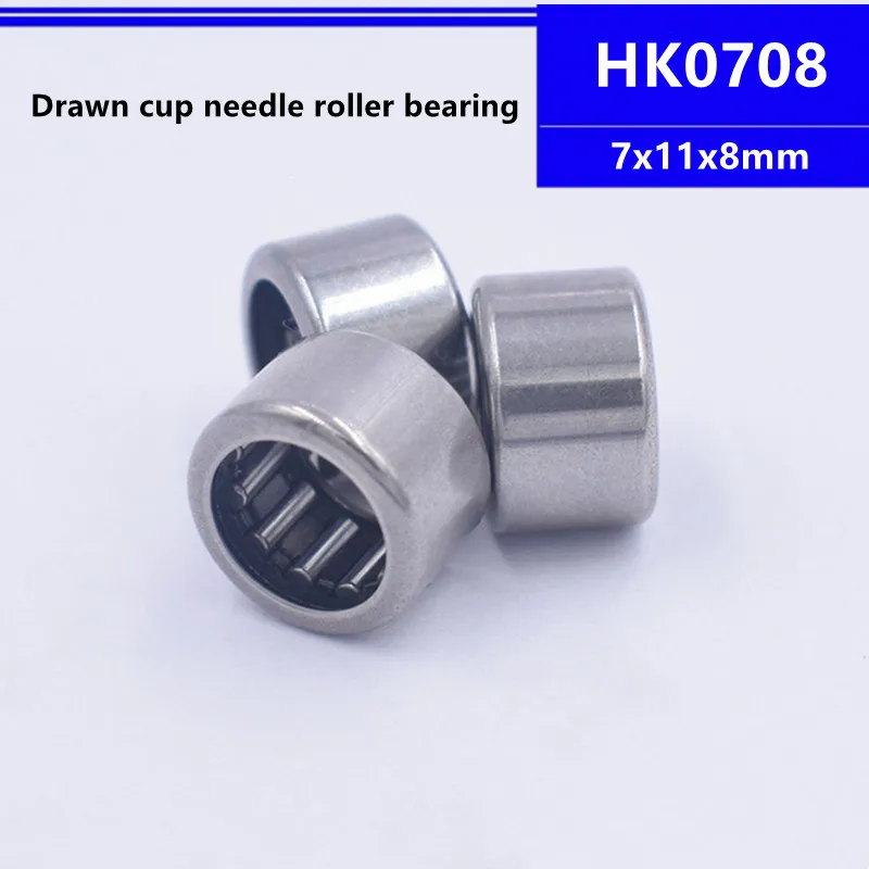 50pcs/100pcs high quality HK0708 7x11x8mm Drawn Cup Caged Needle Roller Bearing 7*11*8 mm HK071108