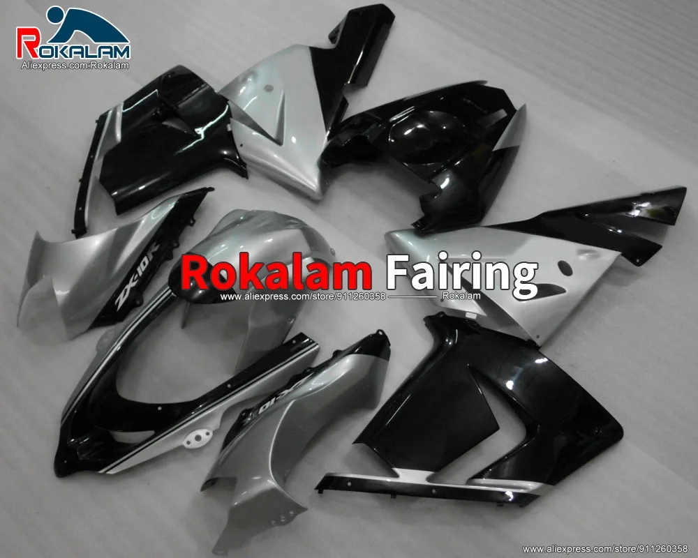 

Motorcycle Fairing For Kawasaki ZX10R 2004 2005 ZX-10R 05 Ninja 04 Black Silver Motorbike Bodyworks (Injection Molding)