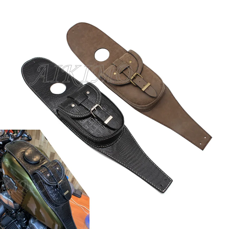 Black/Brown Motorcycle PU Leather Tank Chap Cover Panel Pad Bib Bra Bag For Harley 883 1200 XL Sportster Motorcycle Parts