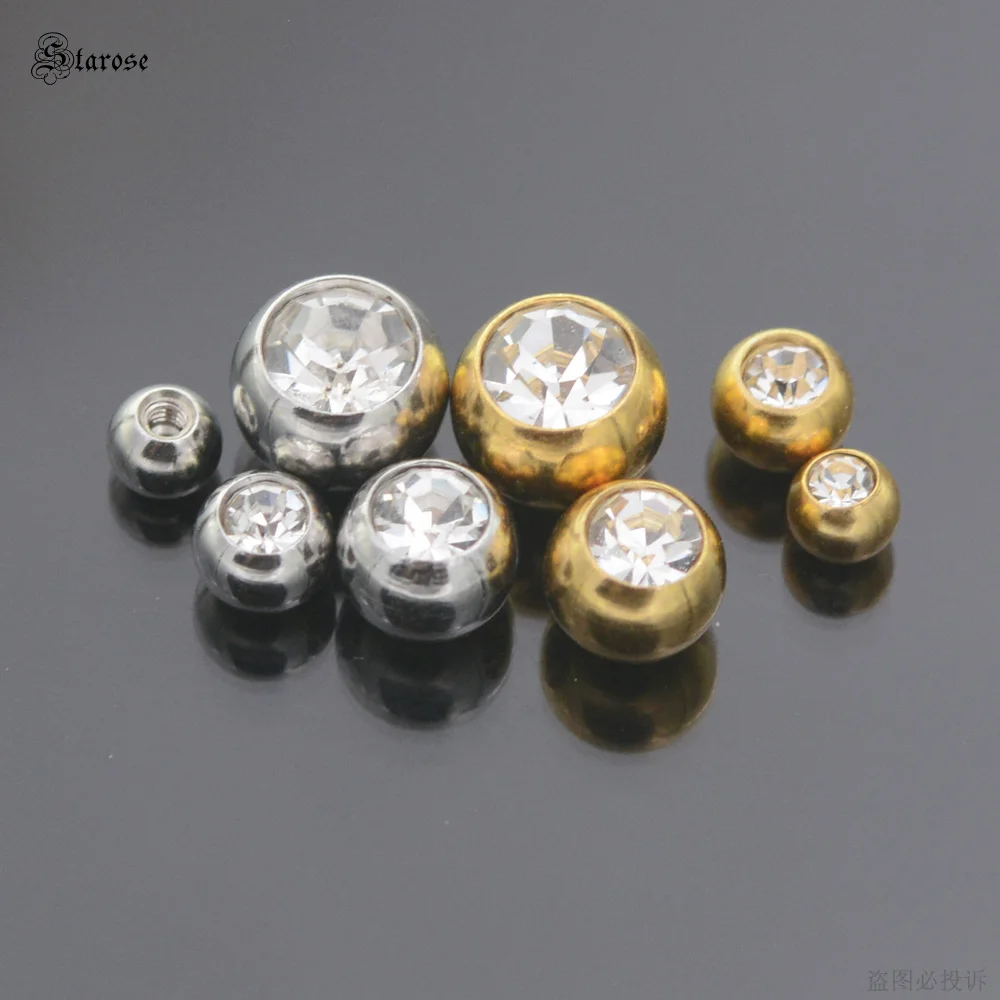 10Pcs 16Gx3/4mm 14Gx5/6mm Screw Ball End Beads Stud Earring Earplugs Replacement Spare Parts Helix Piercing Jewelry Accessories