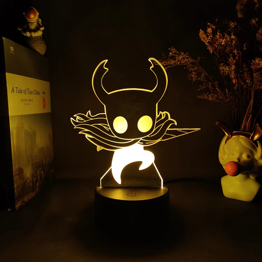 3D LED Light Hollow Knight Figurine Player Hornet Acrylic Night Lamp RGB Flashing Gift Desktop Setup PC Backlight Room Decor