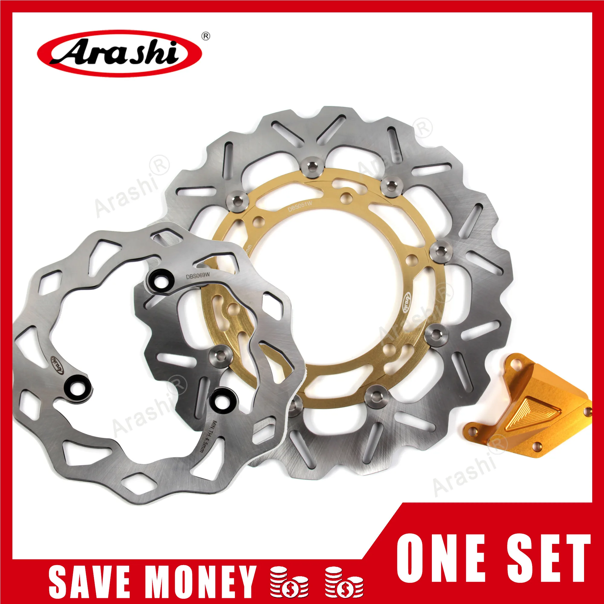 Arashi 1 Set For KAWASAKI NINJA 250 R / EX250J 2008 2009 2010 2011 2012 CNC Floating Front Rear Brake Disc Rotors NINJA250R