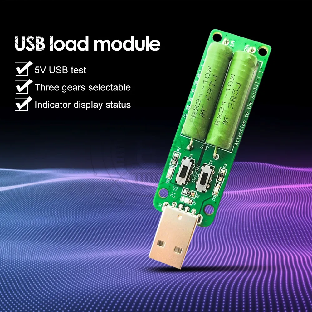 USB Resistor DC Electronic Load With Switch Adjustable 3A/2A/1A Current Battery Capacity Voltage Discharge Resistance Tester