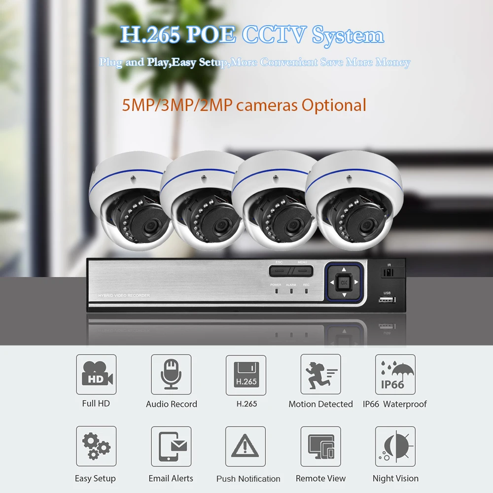 Imagem -02 - Gadinan 5.0mp 4ch Home Security Nvr Poe Cctv Sistema de Câmera 5mp 2880x1616p 3mp Som de Áudio Night Vision Outdoor Vigilância Kit