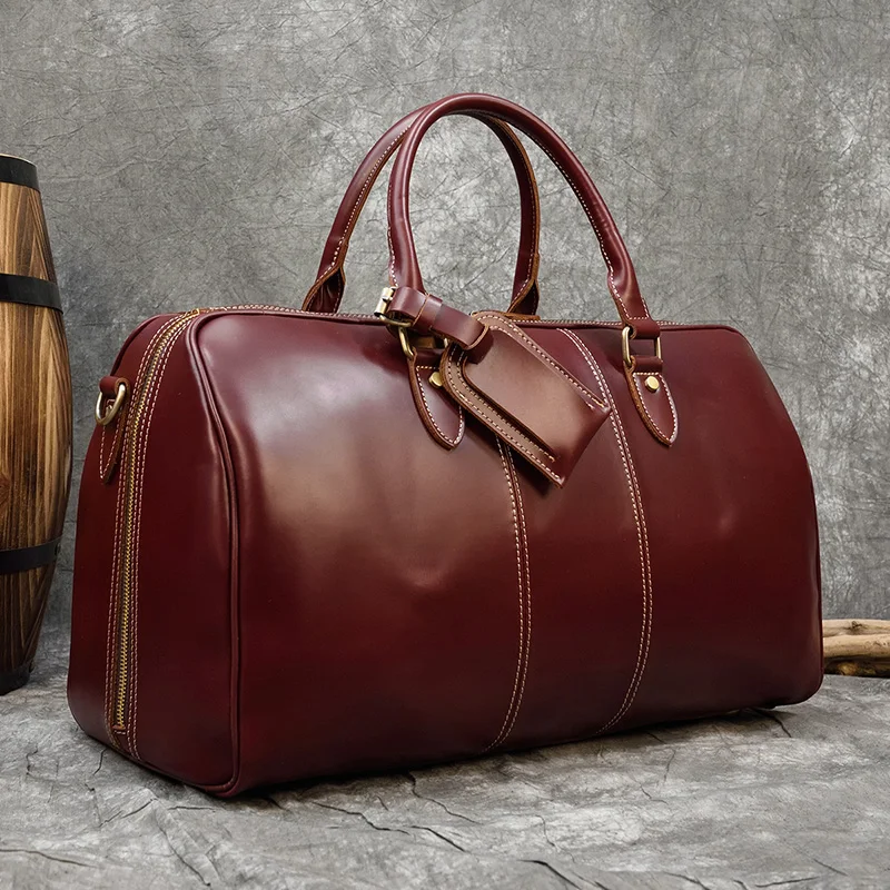 Real leather travel bags hand luggage for woman Duffle Bag Genuine Leather Weekender Bag Travelling Bags men women top grade