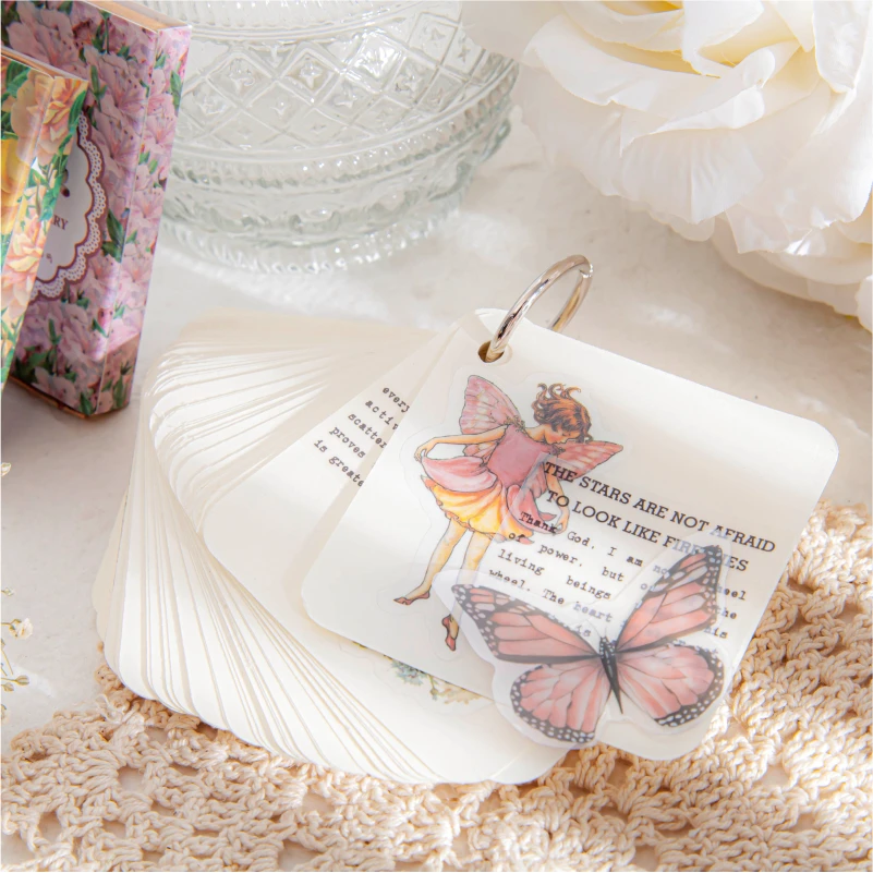 Yoofun 45pcs/box Fairy butterflies Waterproof PET Stickers Vintage Flower Elfin Decorative Label for Scrapbooking Journal DIY