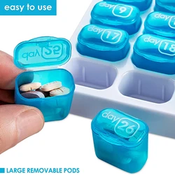 Monthly Pill Organizer 31 Days With Portable Holder For Daily Medication And Vitamins Suitable For Travel Removable Pill Box