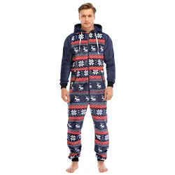 Pijamas navideños de franela para hombre, sudaderas con capucha, ropa de calle cálida, monos de pijama de manga larga, monos de invierno