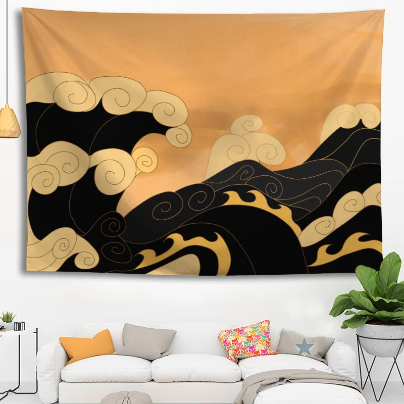 Hot Sale Custom Great Wave Of Kanagawa Wall Hanging HD Landscape 3D Printing Digital Printing Home Decoration Tapestry