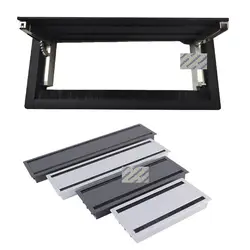 Matte Black Silver Aluminum Rectangle Slow Motion Soft Close Gear Wheel Flap Double Side Desktop Cable Grommet Office Desk Table