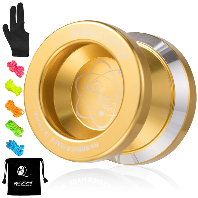 MAGICYOYO Professional profesyonel tepkisiz Yoyo, çocuklar için alüminyum Metal Undersized yo-yo, 5 dizeleri, YoYo çantası, hediye olarak eldiven