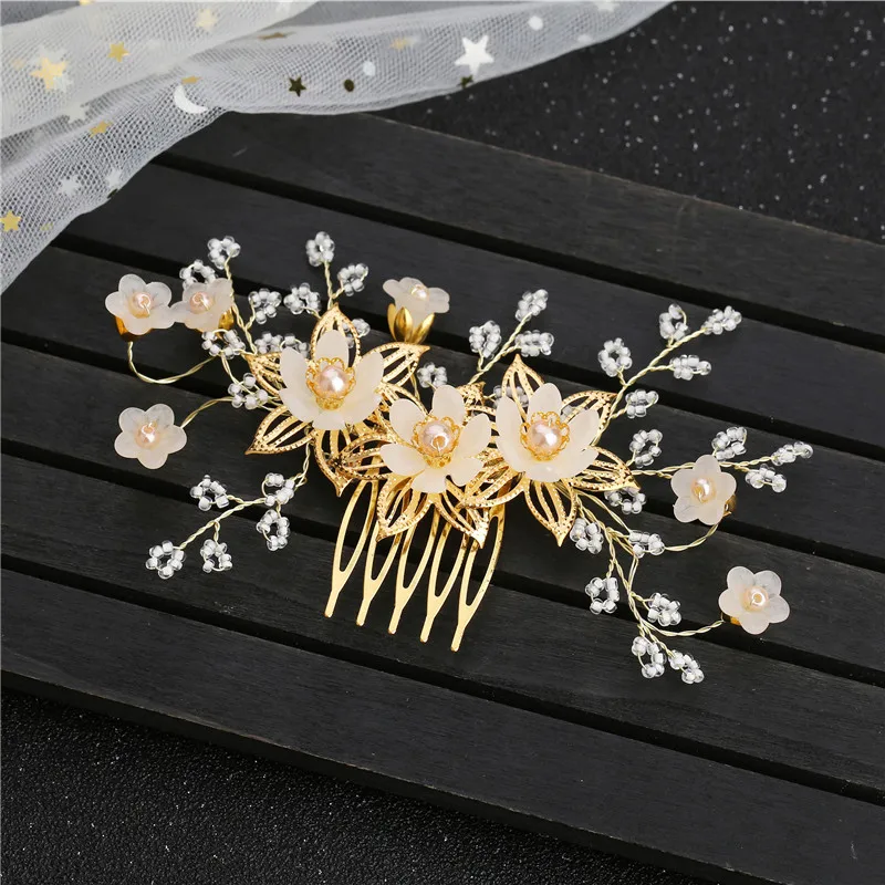 NiuShuya-Pinza para el pelo hecha a mano con borla de Hanfu y flores, peine de estilo antiguo, accesorios para el cabello, accesorio de Cosplay diario, decoración para mujeres y niñas