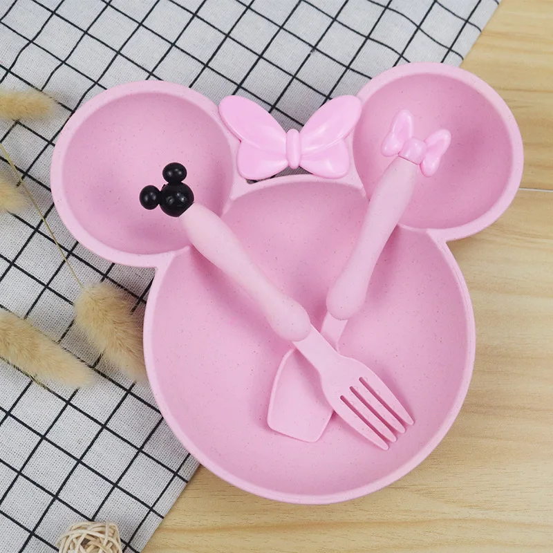 3 sztuk Disney myszka Minnie Mickey Mouse płytki talerz dla dzieci łyżka widelec Birthday Party Baby Shower dekoracja stołu dostaw