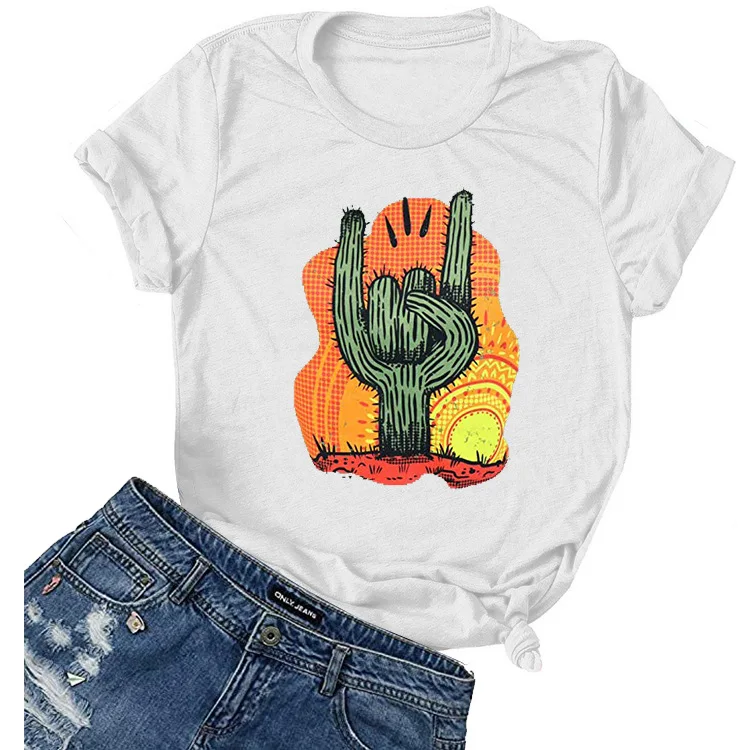 Cactus Funny T Shirt Woman Casual Summer Tee Top Female T-shirt Tops  Gothic 