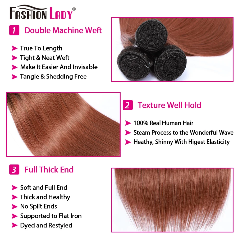 แฟชั่น Lady Pre-สี 100% มนุษย์ผมสาน 3 4 ชุด Peruvian Body WAVE 1B/30 Ombre ผม Non-Remy Hair