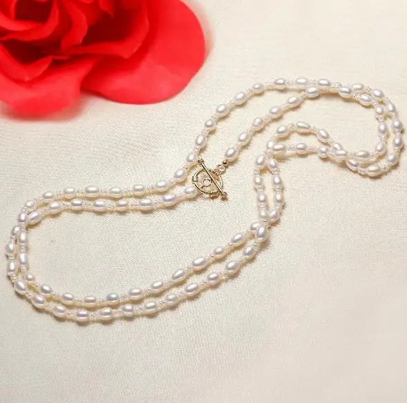 New Arrival Favorite Natural Pearl Necklace 41inches Long Pearl Jewelry Handmade 2-9mm White Real Freshwater Pearl Long Necklace