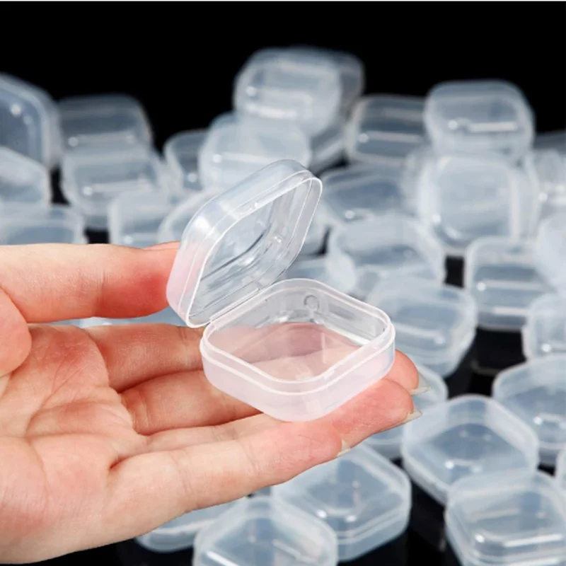 5 Pcs Small Boxes Square Transparent Plastic Box Jewelry Storage Case Finishing Container Packaging Storage Box for Earrings