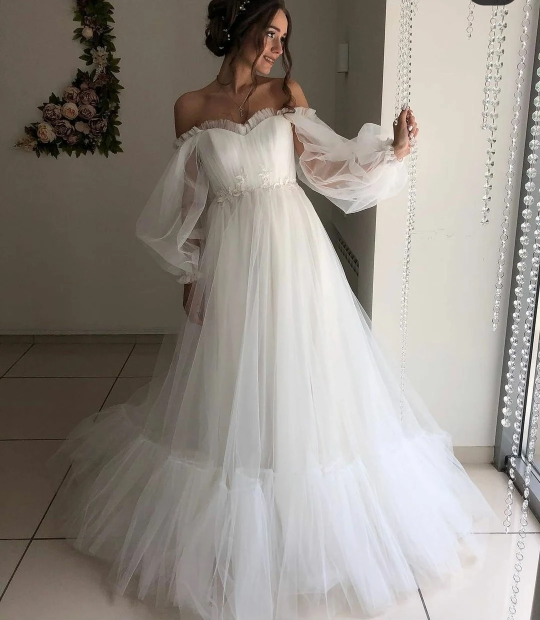 Vestidos de Noche largos de tul musulmán rosa personalizados con mangas corte en A hasta el suelo de encaje Abendkleid vestido de fiesta Formal para mujer