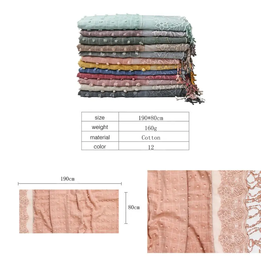 Ladies Plain Lace Floral Plaid Tassel Patchwork Viscose Shawl Scarf High Quality Print Wrap Pashmina Snood Bufandas Muslim Hijab