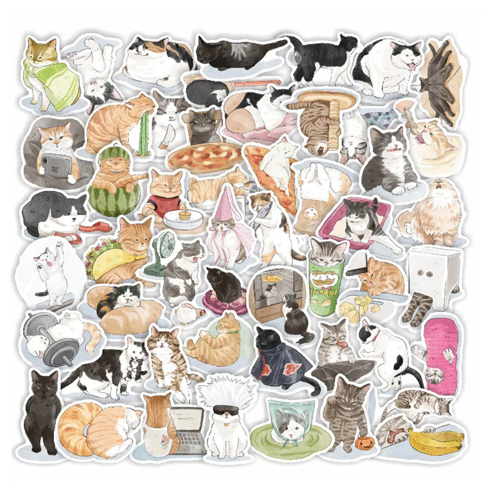 10/30/52pcs Cute Cat Stickers Kawaii Animal Decals DIY Suitcase Fridge Phone Laptop Guitar Car Graffiti Cartoon Sticker Kids Toy