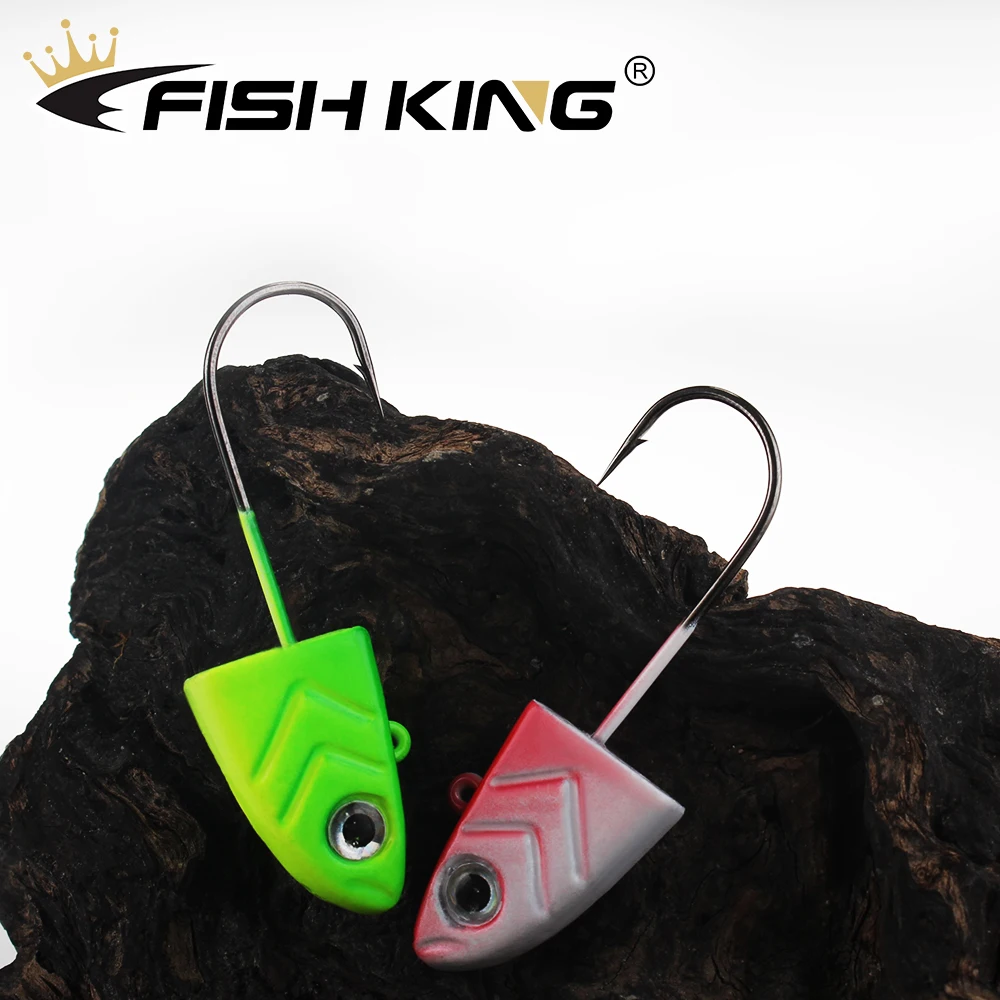 FISH KING-Paquet d\'hameçons en silicone avec tête de gabarit, appât Élpour la pêche à la turlutte, 5g, 12g, 25g