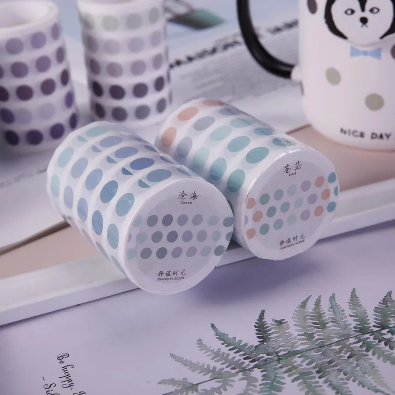 Cute Dot Wide Masking Washi Tape Gradient Japanese Paper Tape Student Stationery DIY Decoration  Adhesive Sticker