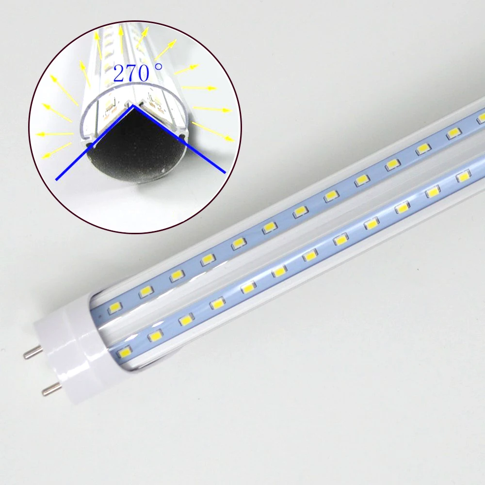 Toika 25pcs T8 6FT 60W  LED V-Shape Tube Lights  LED Tube  1800MM 1.8M, 60W=120W Fluorescent Double Ended Power, Ballast Bypass