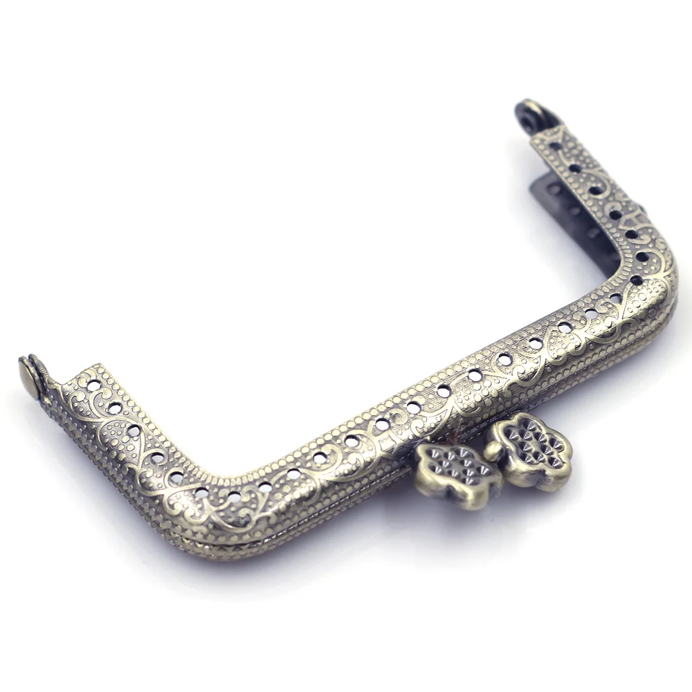 10Pcs Bronze Tone Square Purse Frames Pouch Bag Kiss Clasps Clutch Handles Buckle Handmade Handbag Accessories 8.5cm