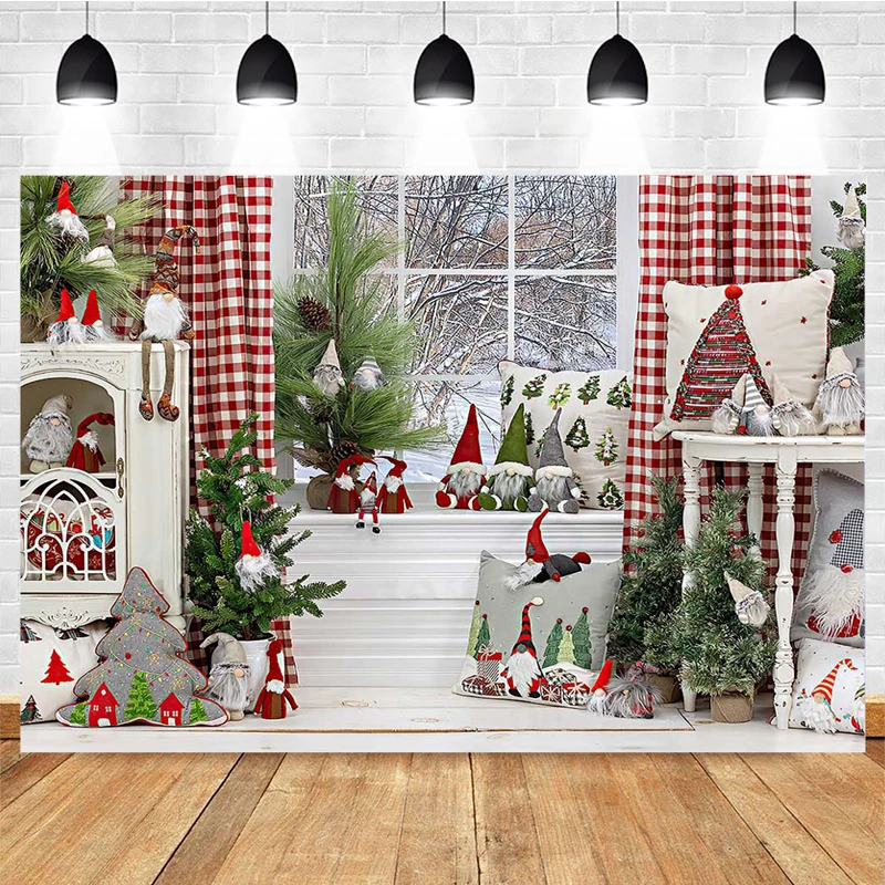 Winter Christmas Backdrop Girl Portrait Photography Kids Photocall Xmas Toys Gifts Window Photo Props Child Photostudio Props