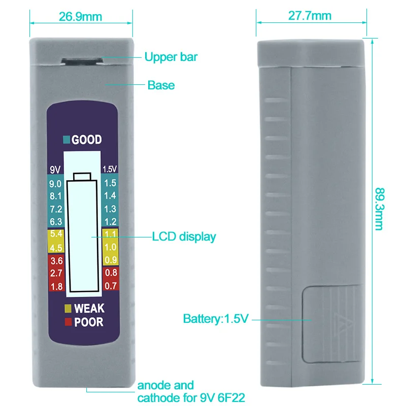 Imagem -05 - Digital Bateria Capacitância Ferramenta de Diagnóstico Testador de Bateria Verificação de Exibição Lcd Aaa aa Célula Botão Testador Universal