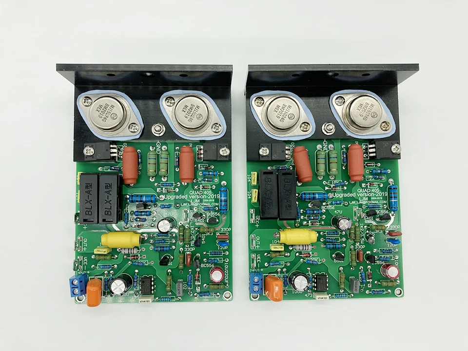 LJM QUAD405 CLONE MJ15024 100W 8R One Pair DIY KITS Finished Baord Dual Channel Amplifier Board w/Angle Aluminum