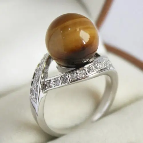 

NEW plated 12mm Tiger's Eye Ring AAA size 7 8 9