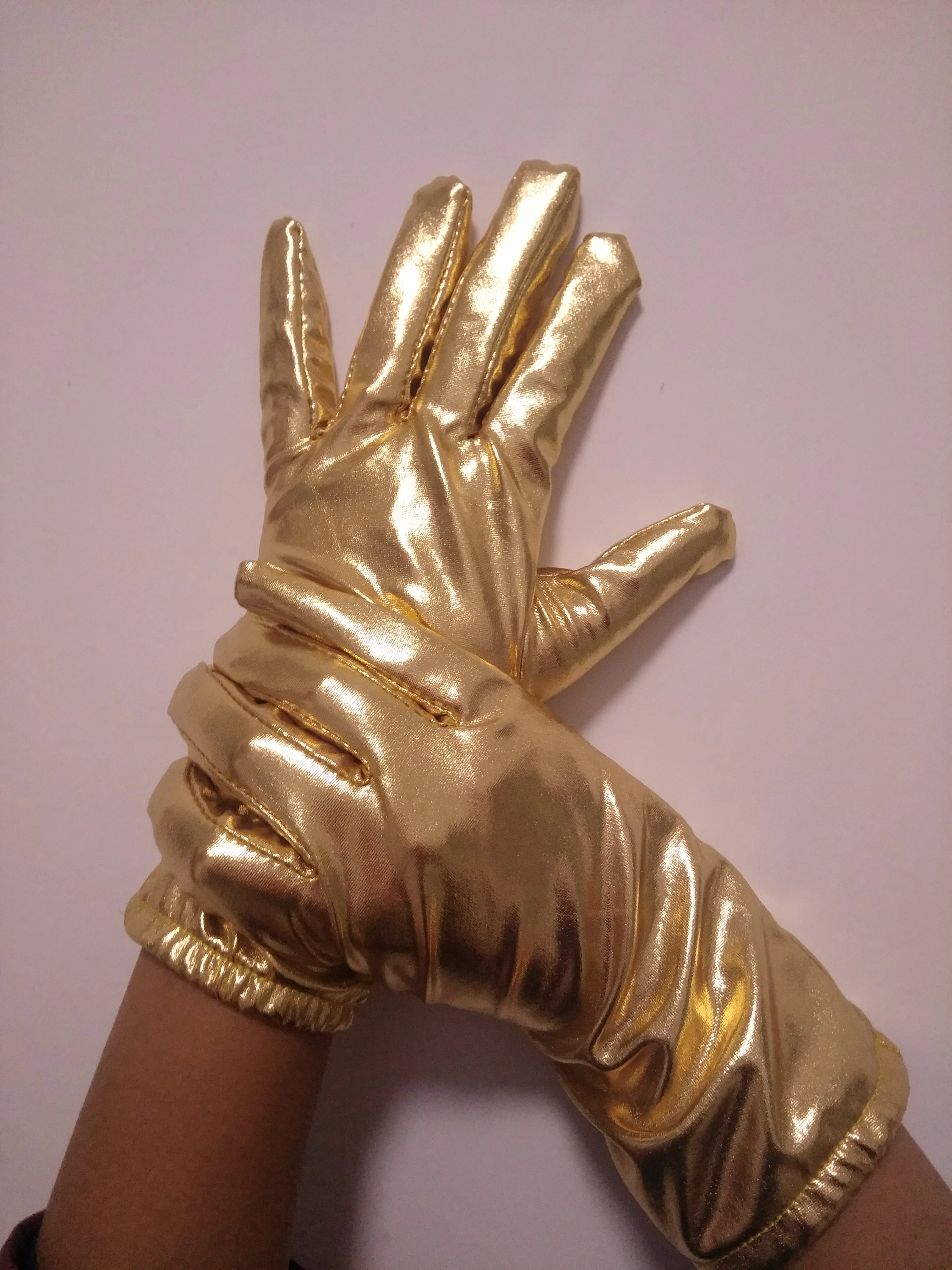 Gants d'halloween, Costumes de Cosplay, gant court métallique brillant, Costumes Zentai unisexes pour adultes, accessoires de fête