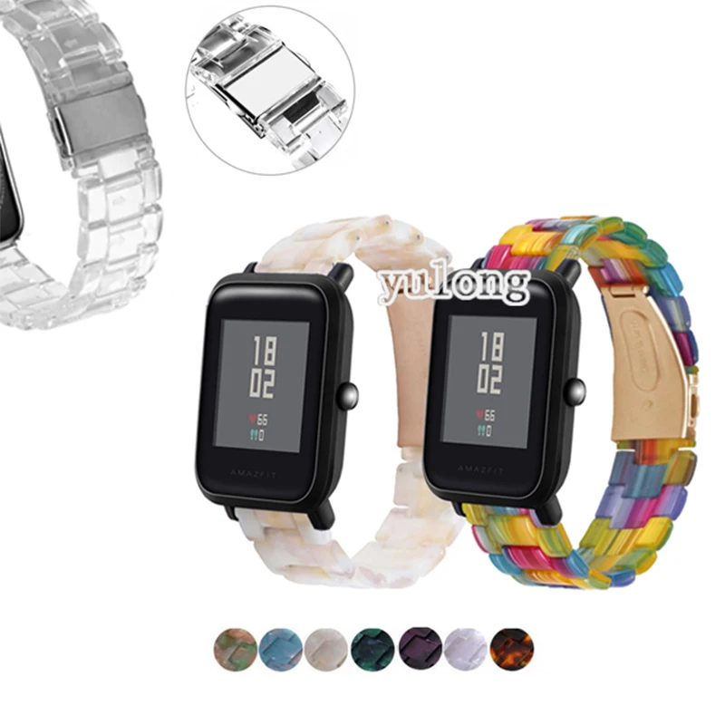 

20mm Transparent Resin Strap Band for Huami Amazfit Bip U S lite GTS 2 GTR 42mm Smart Watch Repleacement Wrist band strap