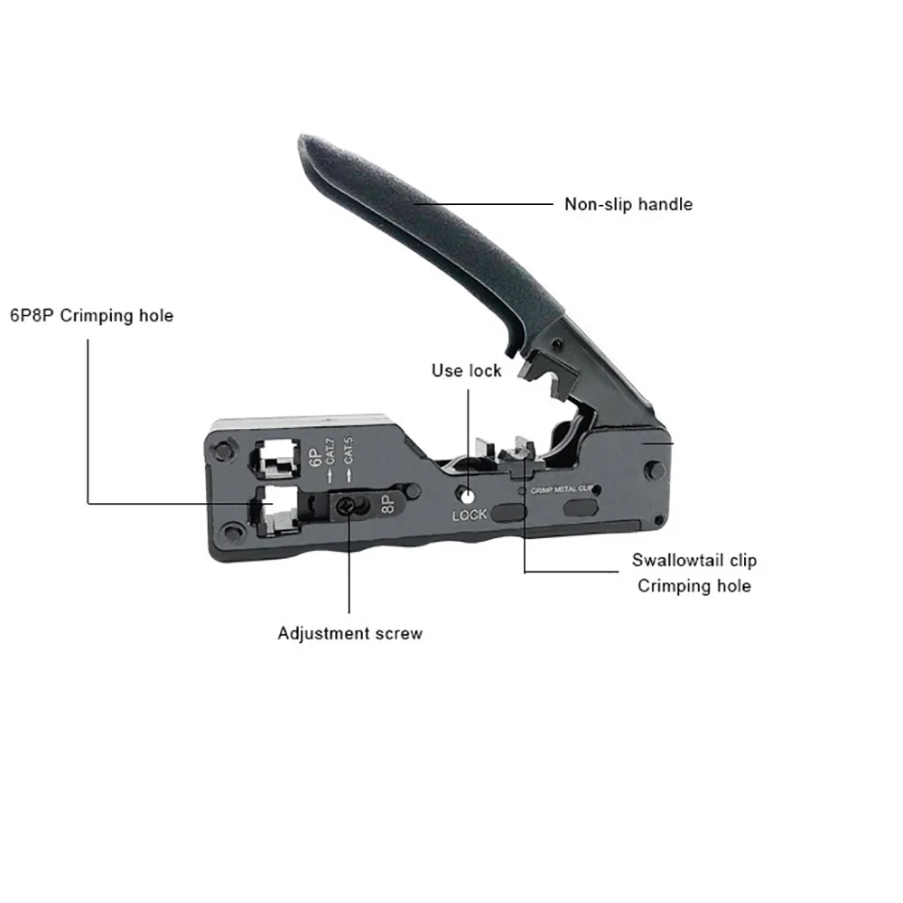 OULLX Crimping Tools Cat7 RJ45 Connector Network Cable Pliers Dovetail Clamp Cat5 Cat5e Cat6 Cat6A Multifuncti Crystal Head Tool