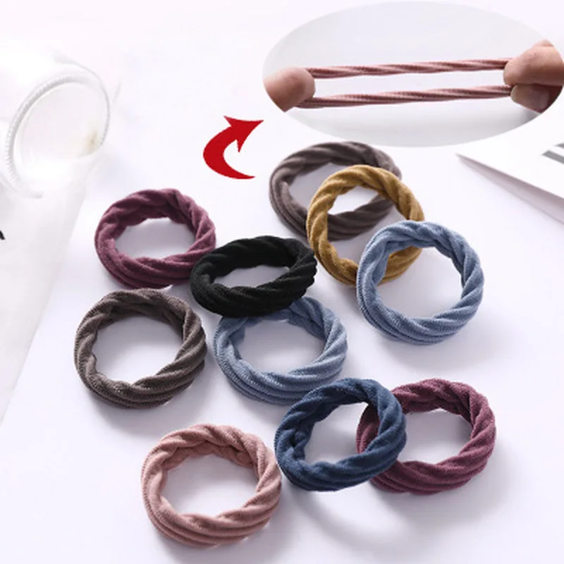 10 Uds. Bandas elásticas para el cabello a la moda, diadema de goma para niñas y mujeres, aro para el cabello de Color sólido, coleteros, accesorios