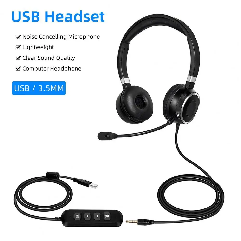 Wired USB Headset Noise Cancelling Microphone Communication Headset Computer Headphone Clear Calls Wired Earphones наушники