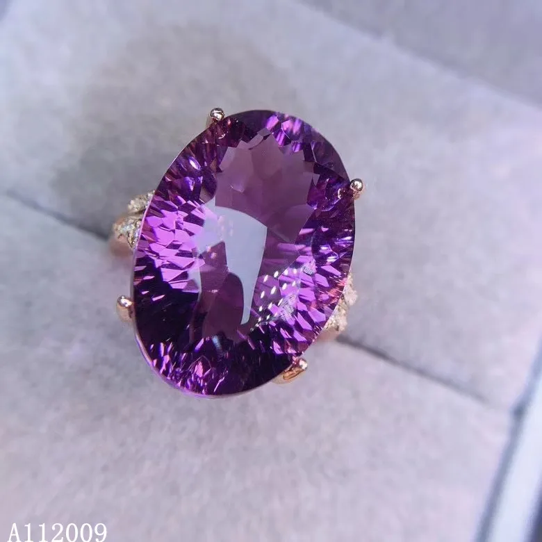 KJJEAXCMY fine jewelry 925 sterling silver inlaid natural amethyst  trendy atmosphere ladies adjustable ring support test