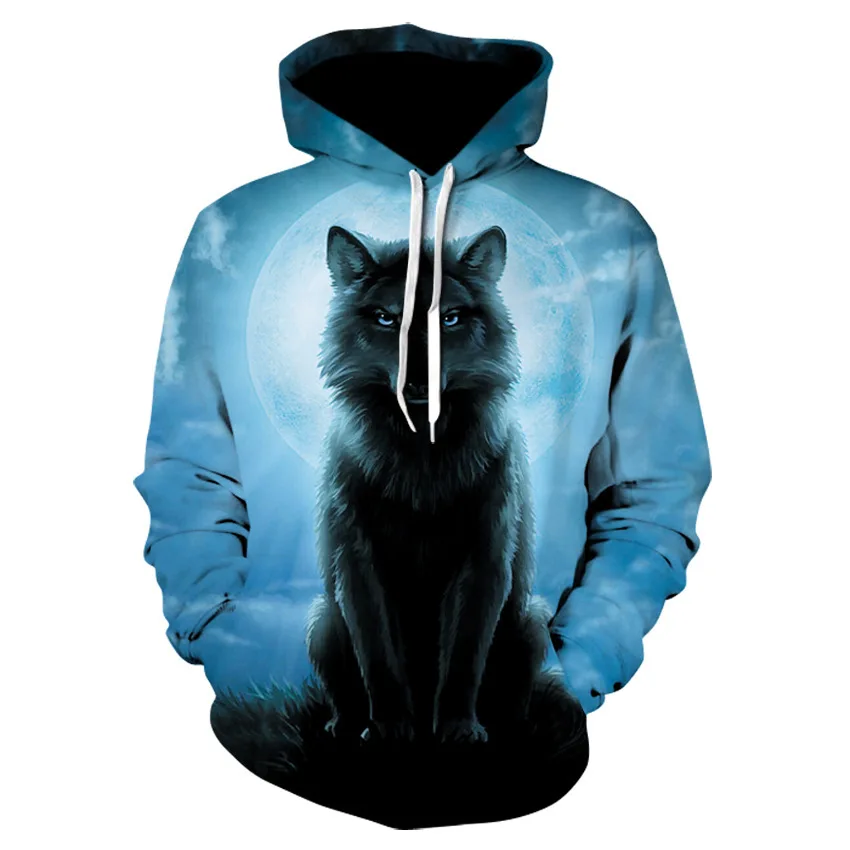 2018 New wolf hoodies Men's hoodie autumn Winter hip hop hoody Tops Casual Brand 3D wolf head Hoodie Sweatshirt Dropship